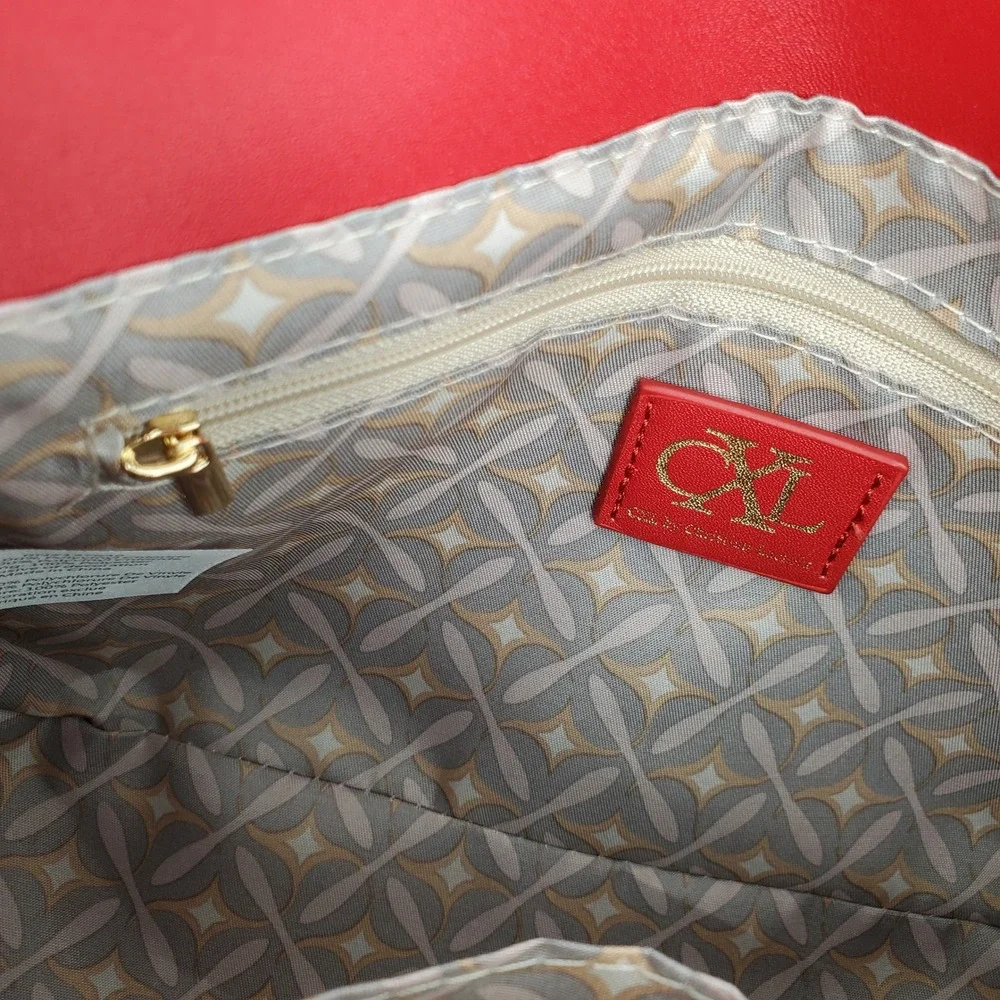 CXL by Christian Lacroix Clara Embossed Logo Red Shoulder Bag‎ Purse Adjustable